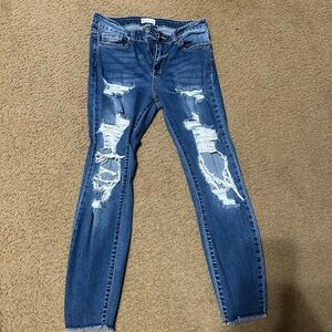 Cello Women's Distressed Skinny Jeans - Blue
